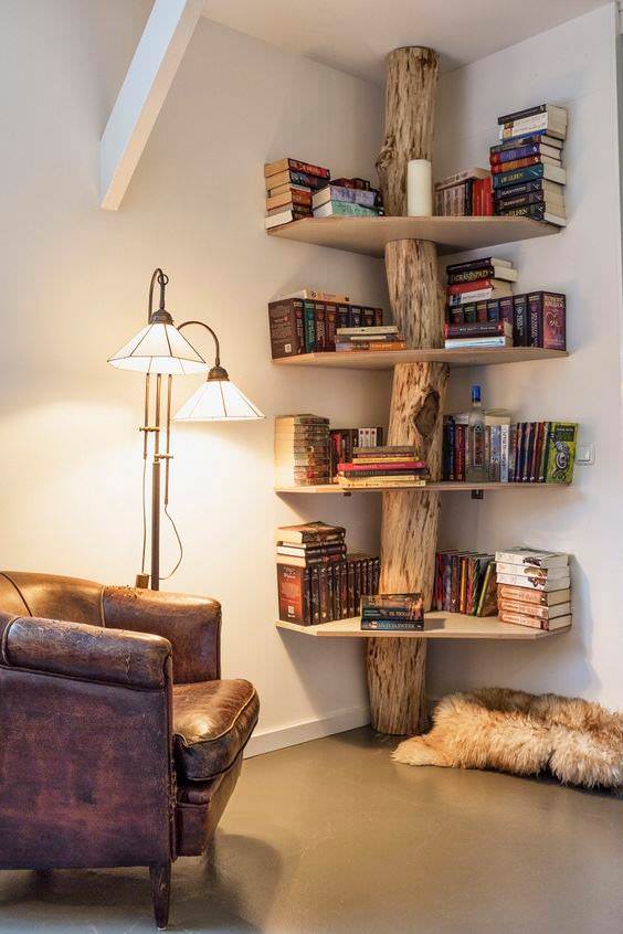 Libreria vero tronco legno massello - Tree